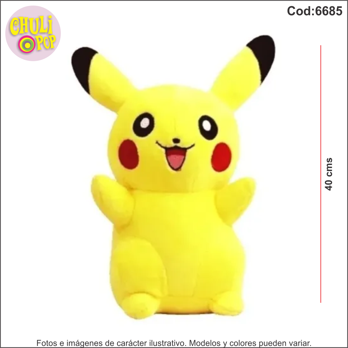 Peluche Pikachu Mediano Altern. 40Cms