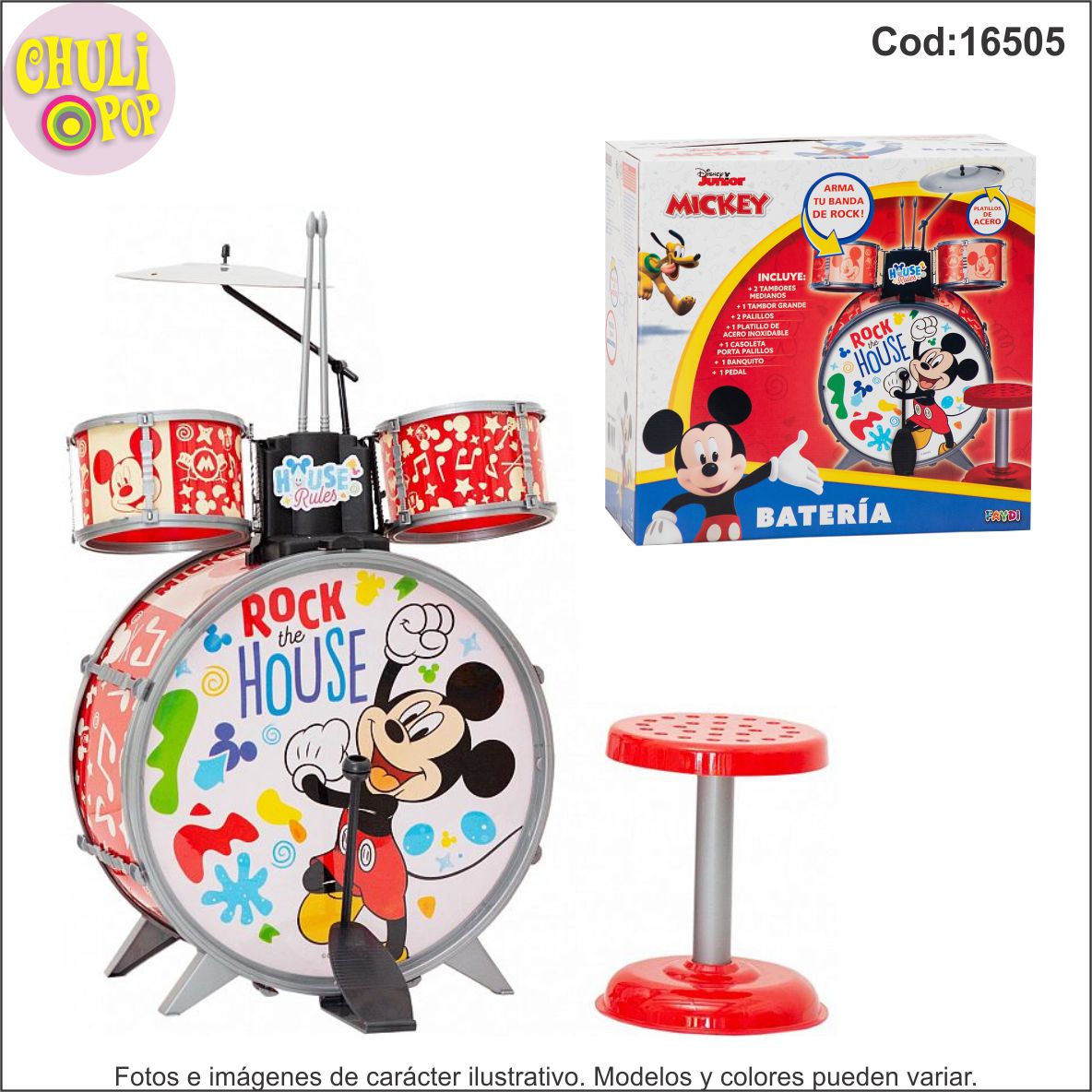 Bateria Musical Mickey Disney Jr. Faydi