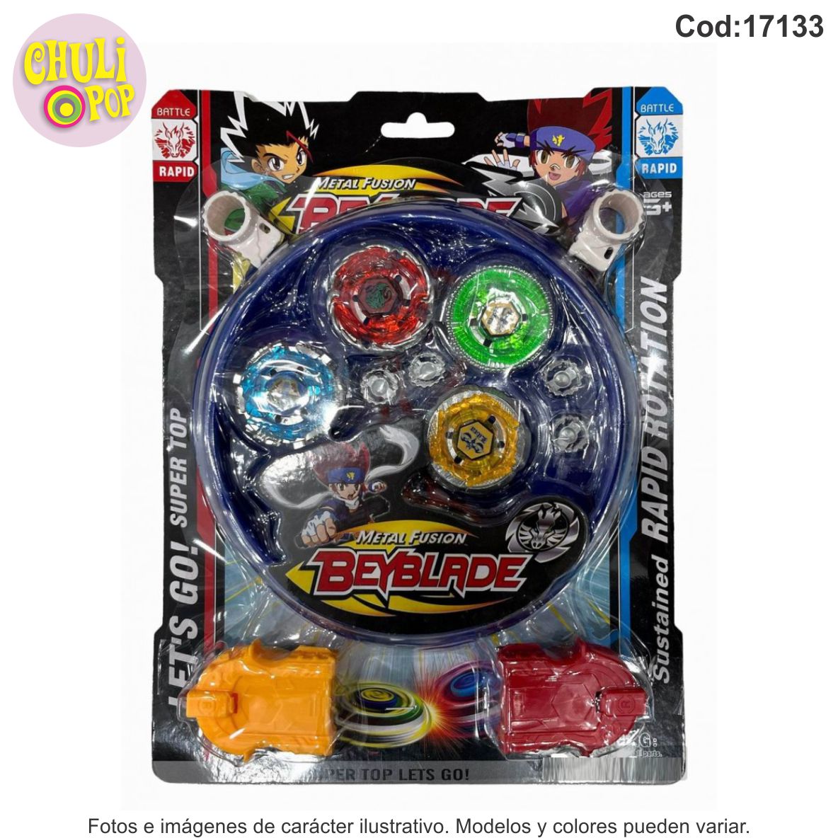 BeyBlade Metal Fusion Blister x4 con Pista