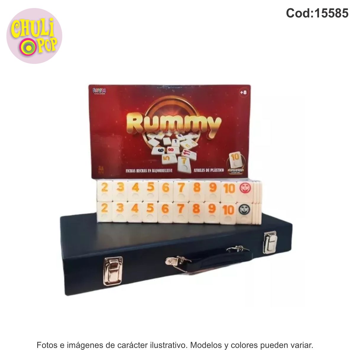 Rummy Fichas Bajo Relieve 5mm con Valija Faydi