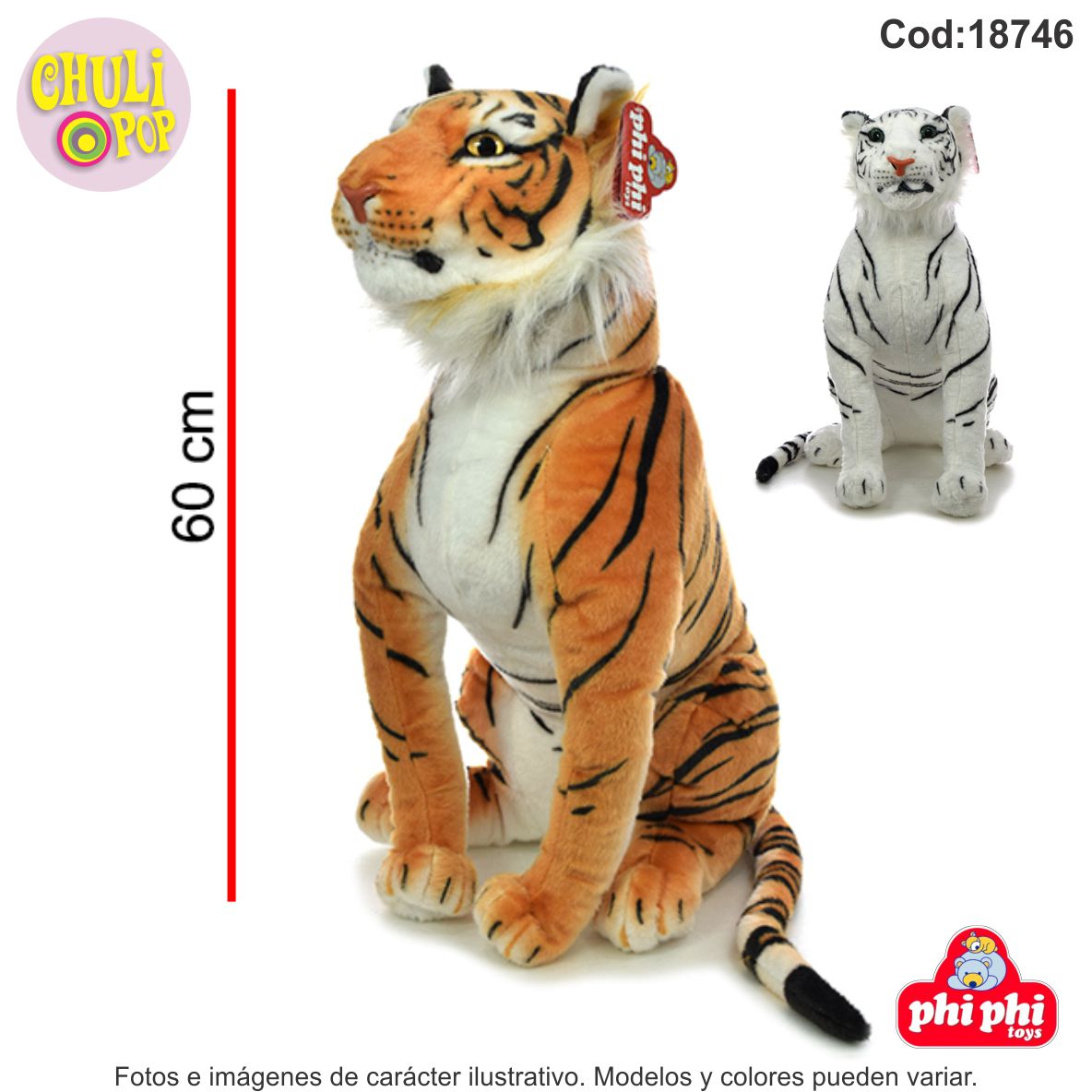 Peluche Tigre Sentado 70Cms Phi Phi Toys