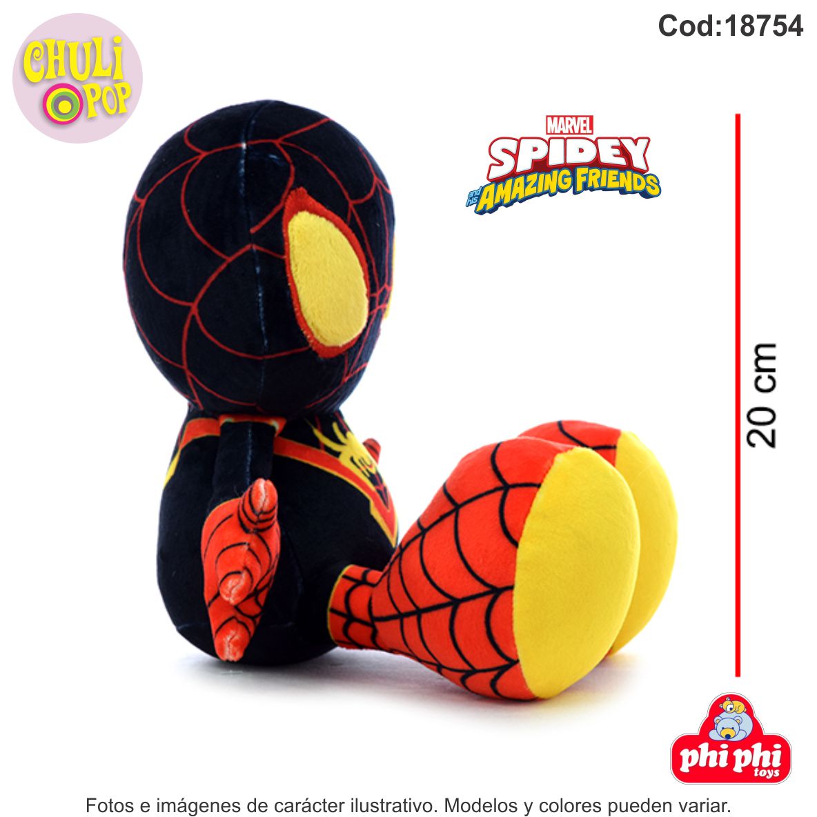 Peluche Spidey and his Amazing Friends Miles Morales Spandex 20Cms