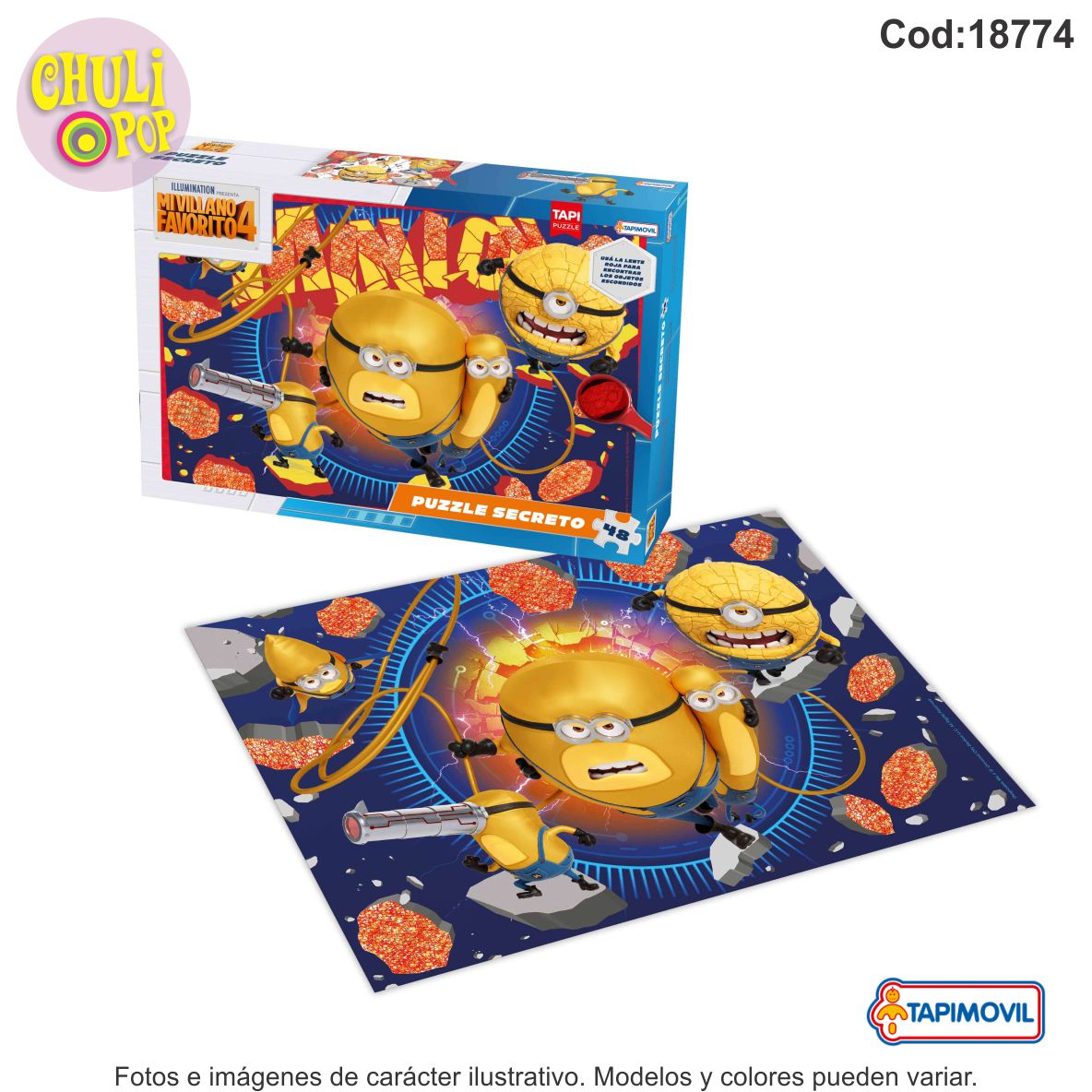 Puzzle 48 Pzs con Lupa Minions Tapimovil