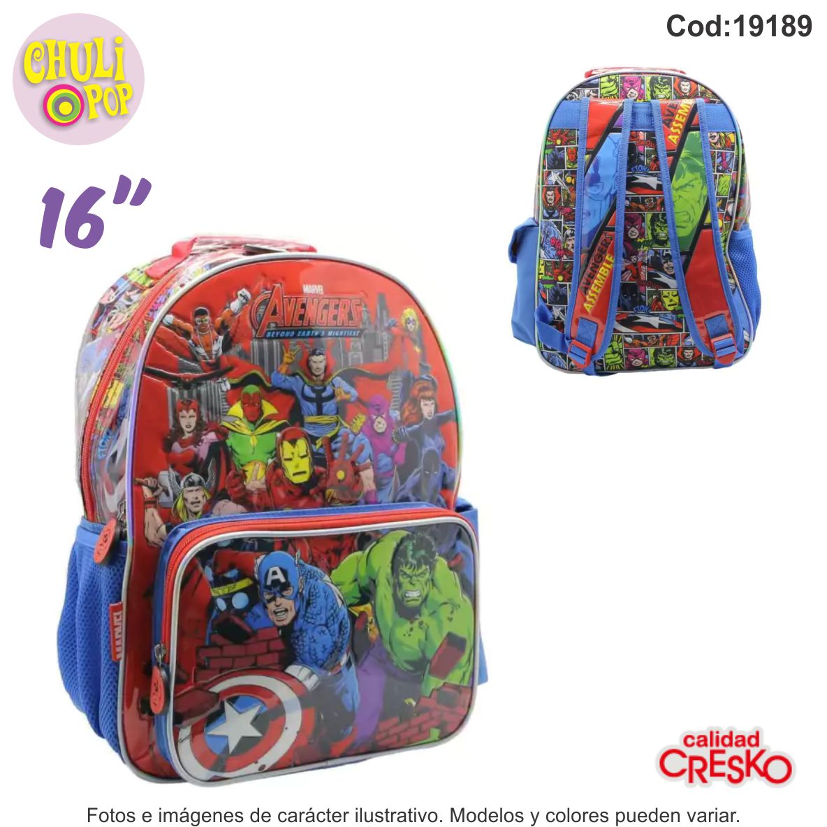 Mochila Espalda Avengers 16"