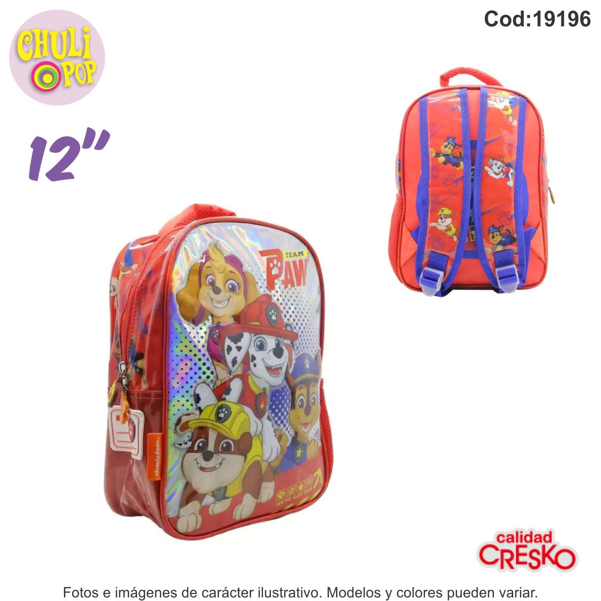 Mochila Jardin Espalda Paw Patrol 12"