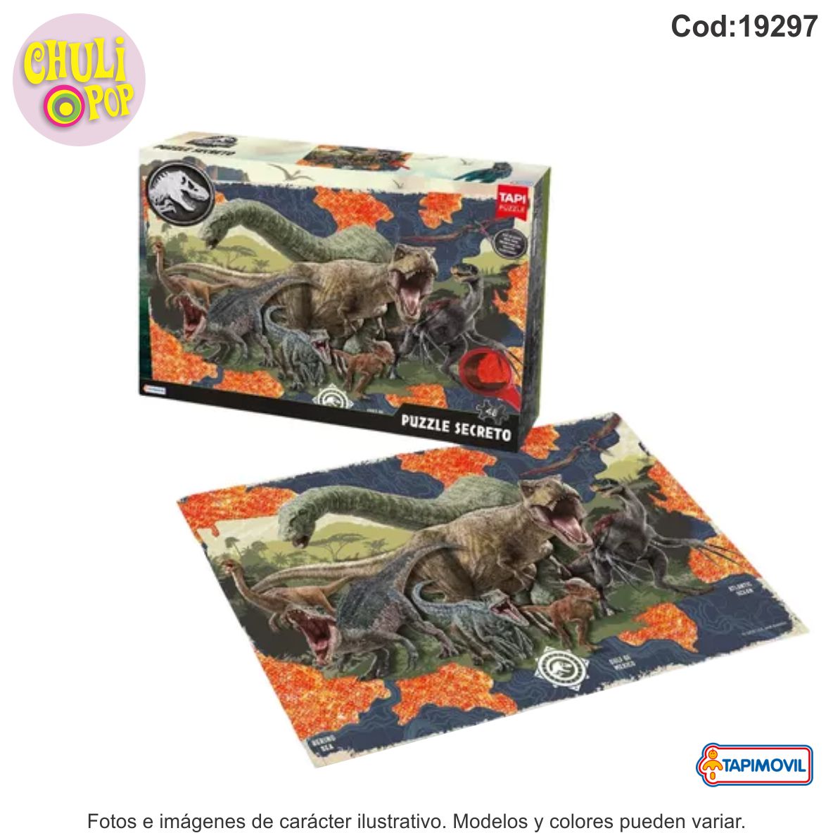 Puzzble Secreto 48 pzs Jurassic World Tapimovil