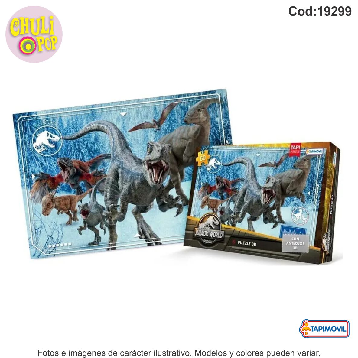 Puzzble 3D 60 Pzs Jurrasic World Tapimovil