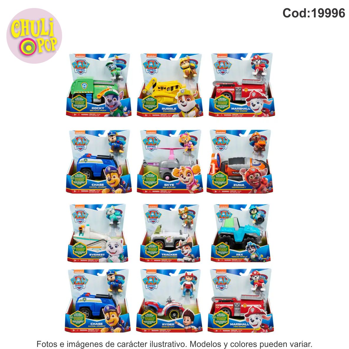 Vehiculos con Figuras Paw Patrol