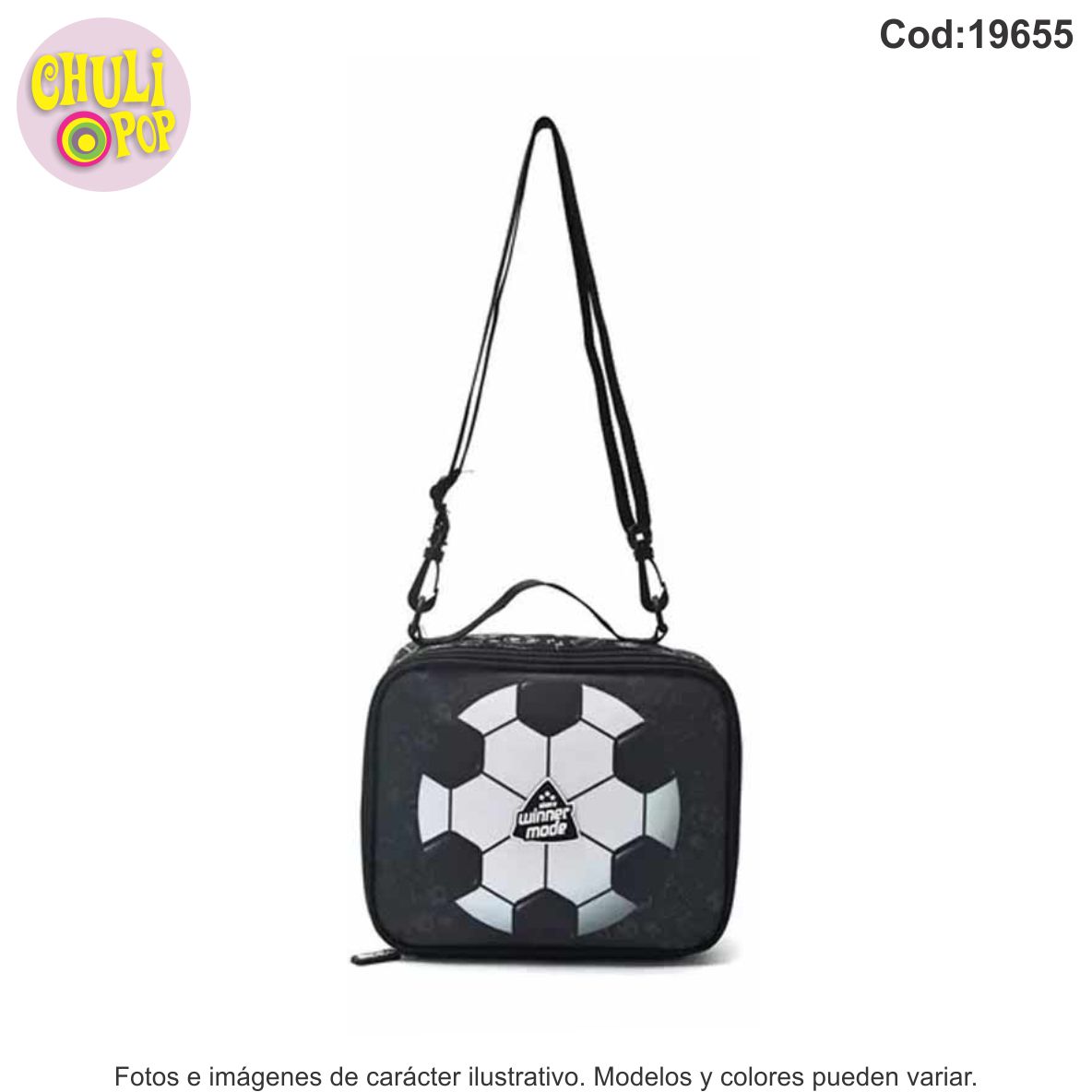 Lunchera Termica Futbol Negra Winner Mode Skora