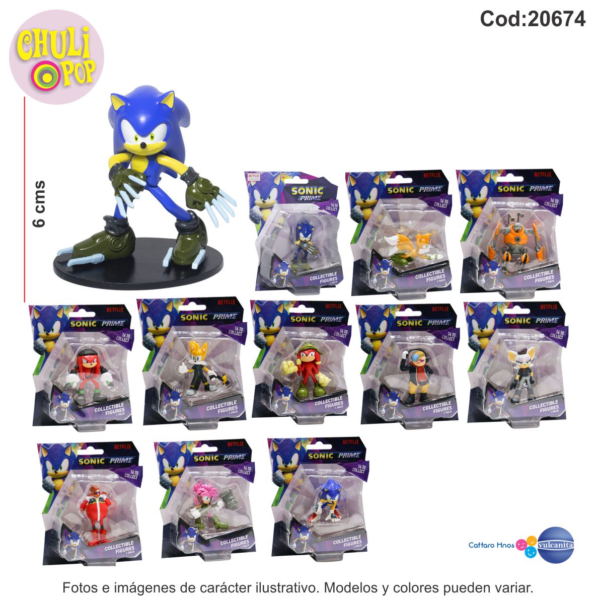 MUñECO SONIC PRIME 6CMS BLISTER X1 VULCANITA