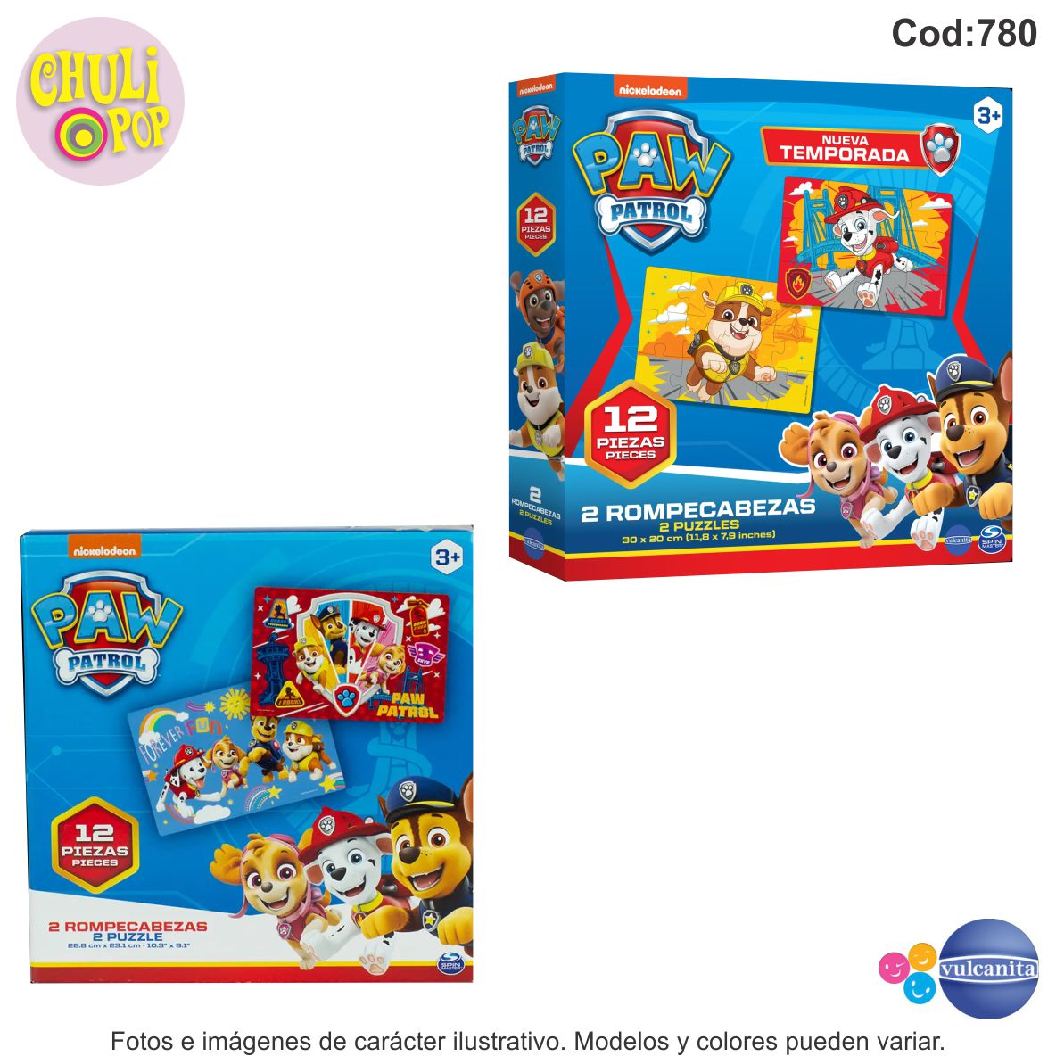 Paw Patrol Rompecabezas 12Pzs